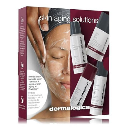 Dermalogica Skin Aging Solutions Kit - Anti-Aging Skincare Set with Face Cleanser, Serum, Moisturizer SPF & Cream (Travel Size) Avelisse