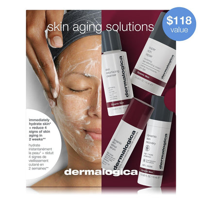 Dermalogica Skin Aging Solutions Kit - Anti-Aging Skincare Set with Face Cleanser, Serum, Moisturizer SPF & Cream (Travel Size) Avelisse