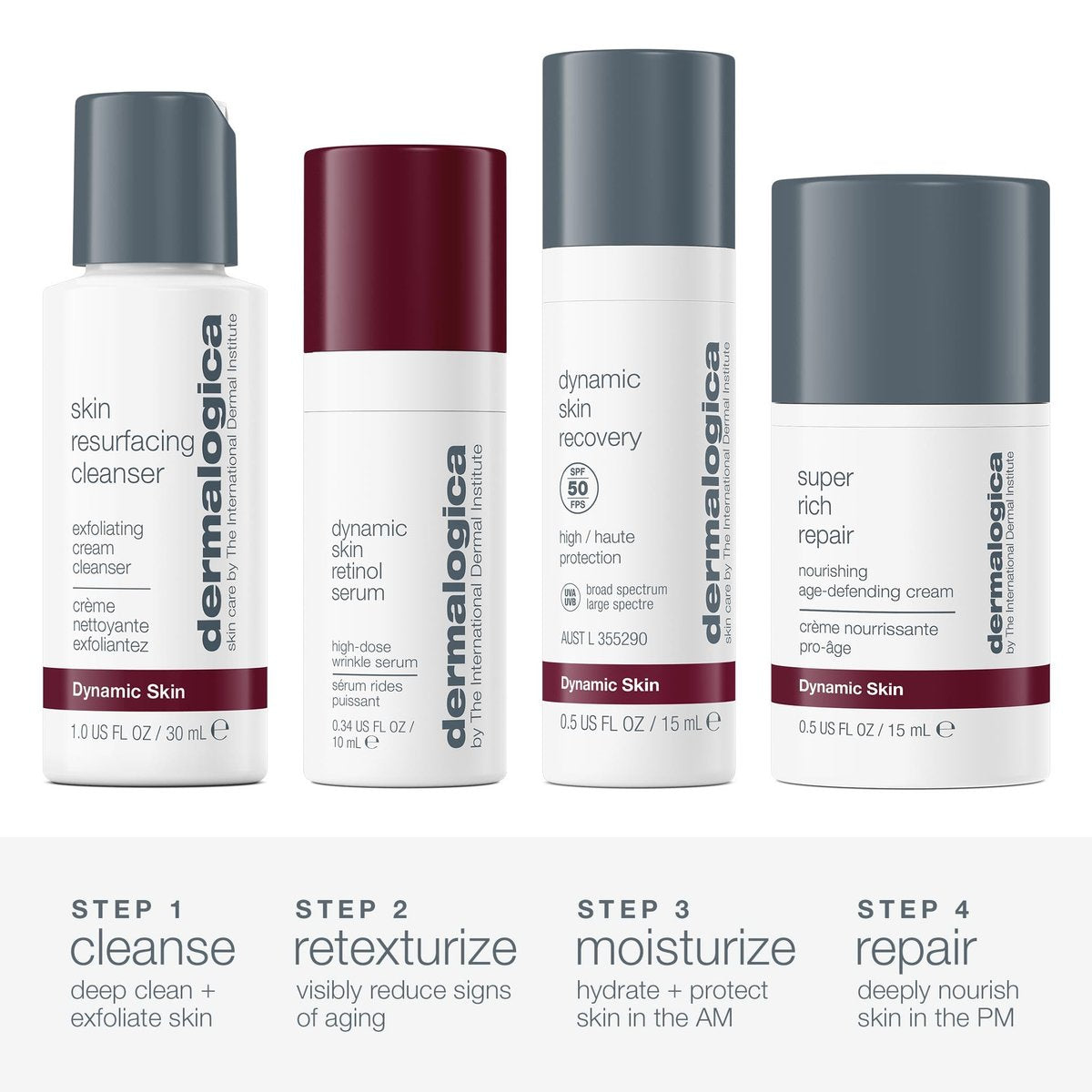 Dermalogica Skin Aging Solutions Kit - Anti-Aging Skincare Set with Face Cleanser, Serum, Moisturizer SPF & Cream (Travel Size) Avelisse