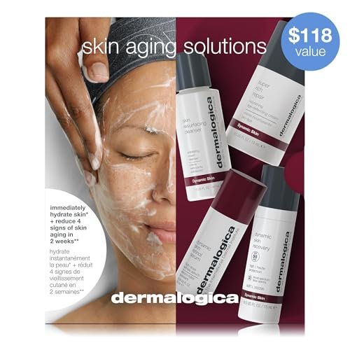 Dermalogica Skin Aging Solutions Kit - Anti-Aging Skincare Set with Face Cleanser, Serum, Moisturizer SPF & Cream (Travel Size) Avelisse