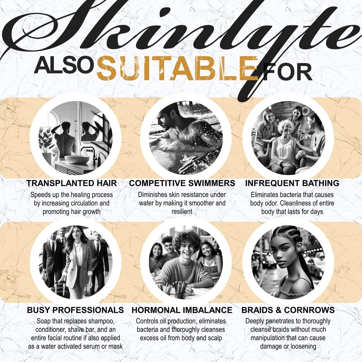 SKINLYTE Natural Hair & Whole Body Bar Soap - Keratin & Collagen Peptides for Hair Growth, Repair & Volume, Anti-Aging Skin Firming with Organic Sulfur (2-Pack, 3.5 oz Each) Avelisse