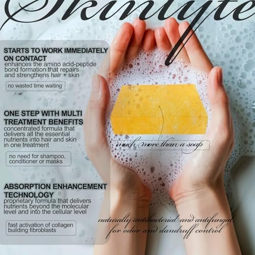 SKINLYTE Natural Hair & Whole Body Bar Soap - Keratin & Collagen Peptides for Hair Growth, Repair & Volume, Anti-Aging Skin Firming with Organic Sulfur (2-Pack, 3.5 oz Each) Avelisse