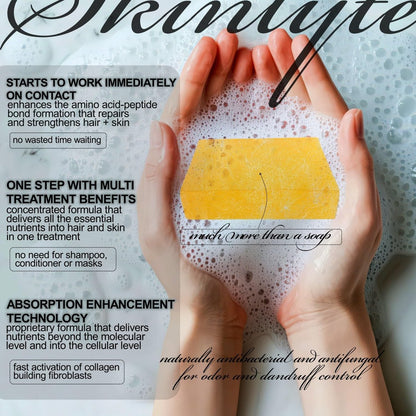 SKINLYTE Natural Hair & Whole Body Bar Soap - Keratin & Collagen Peptides for Hair Growth, Repair & Volume, Anti-Aging Skin Firming with Organic Sulfur (2-Pack, 3.5 oz Each) Avelisse