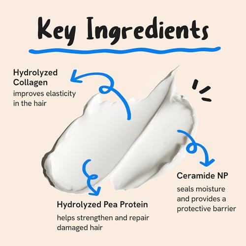 DEAR HAIR Daily Collagen Protein Ceramide Hair Treatment - Deep Conditioning Mask for Dry, Damaged Hair with Hydrolyzed Collagen & Pea Protein, Bond Repair, 3.38 fl oz - görsel 6