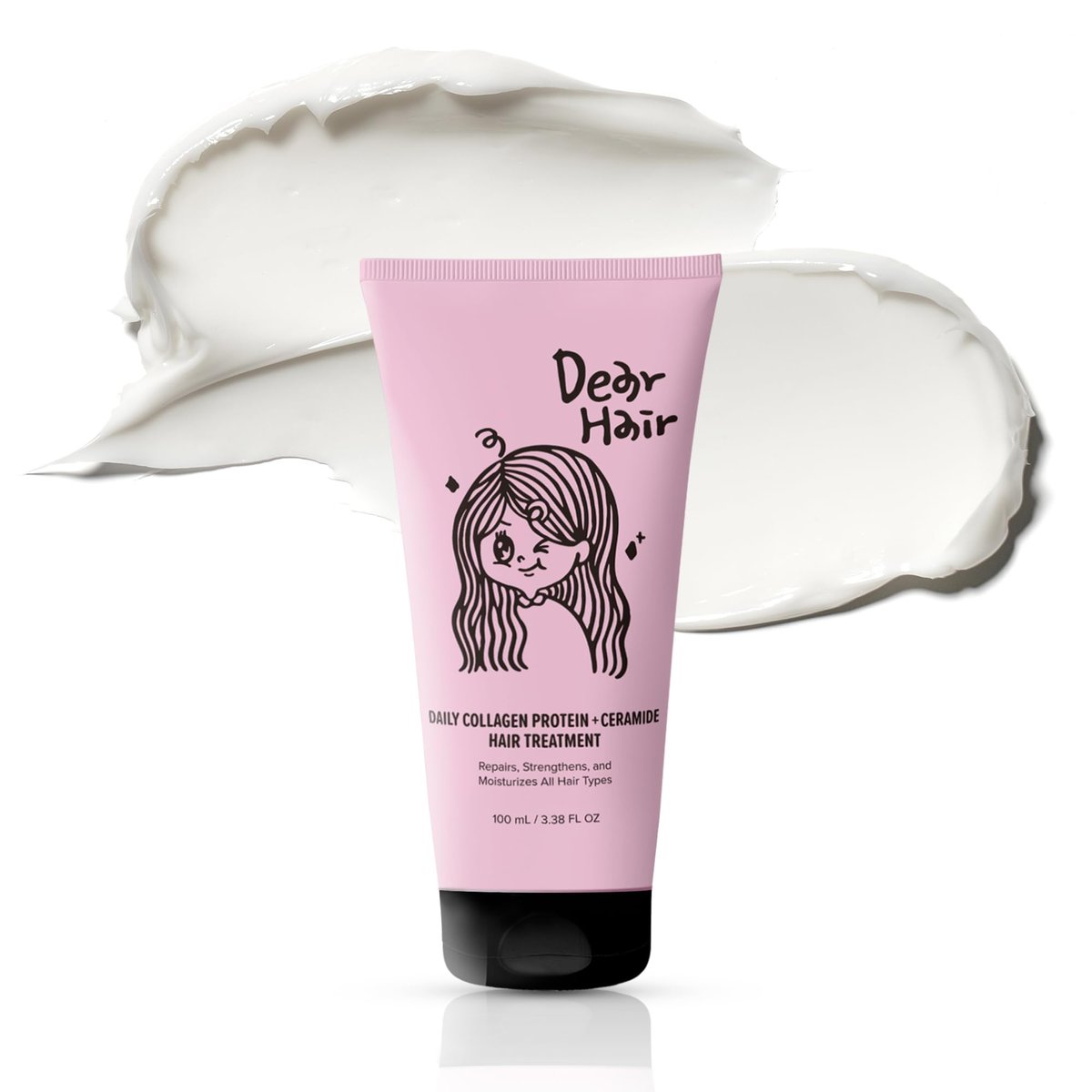 DEAR HAIR Daily Collagen Protein Ceramide Hair Treatment - Deep Conditioning Mask for Dry, Damaged Hair with Hydrolyzed Collagen & Pea Protein, Bond Repair, 3.38 fl oz - görsel 1