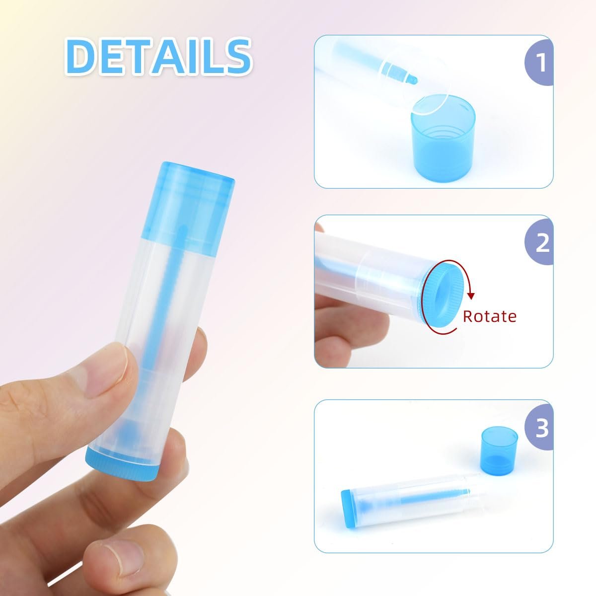 25 Pcs Clear Empty Lip Balm Tubes - Refillable Plastic Lip Balm Containers with Caps, 5.5ml DIY Lip Gloss and Lipstick Tubes - görsel 7