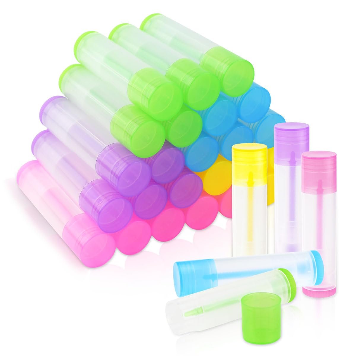 25 Pcs Clear Empty Lip Balm Tubes - Refillable Plastic Lip Balm Containers with Caps, 5.5ml DIY Lip Gloss and Lipstick Tubes - görsel 1