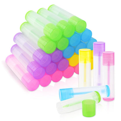 25 Pcs Clear Empty Lip Balm Tubes - Refillable Plastic Lip Balm Containers with Caps, 5.5ml DIY Lip Gloss and Lipstick Tubes