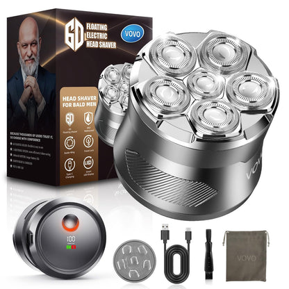 VOVO Head Shavers for Bald Men - 6D Electric Face & Head Shaver, 2 Speeds, Cordless, IPX7 Waterproof, Wet & Dry, Type-C Rechargeable, Large Capacity, Suitable for Home and Travel Avelisse