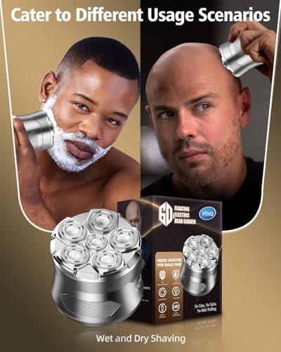 VOVO Head Shavers for Bald Men - 6D Electric Face & Head Shaver, 2 Speeds, Cordless, IPX7 Waterproof, Wet & Dry, Type-C Rechargeable, Large Capacity, Suitable for Home and Travel Avelisse