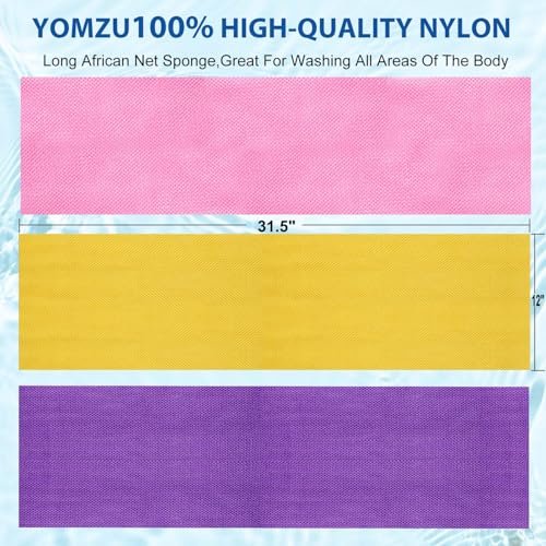 YOMZU African Net Sponge Exfoliating Bath Sponge - 6 Pack, Long Scrubbing Rag for Shower Body Scrubber (Pink, Yellow, Purple, Coffee, Blue, Black) - görsel 10