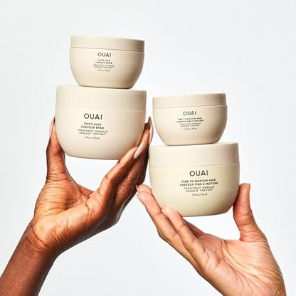 OUAI Fine to Medium Hair Treatment Masque - Hydrating Hair Mask with Shea Butter, Keratin & Panthenol - Repair, Shine & Moisture (3.4 oz)