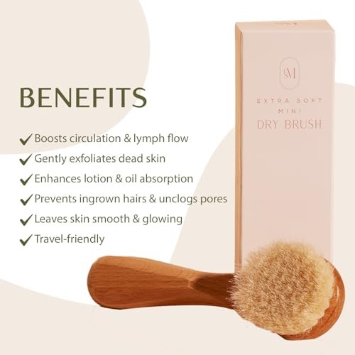 CSM Lymphatic Contour Face Brush - Extra Soft Goat Hair Bristles for Facial Lymphatic Drainage, Sensitive Skin, Mini Dry Brush (Brown) Avelisse