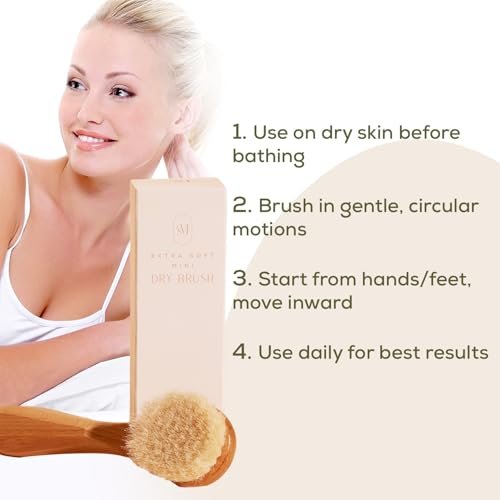 CSM Lymphatic Contour Face Brush - Extra Soft Goat Hair Bristles for Facial Lymphatic Drainage, Sensitive Skin, Mini Dry Brush (Brown) Avelisse