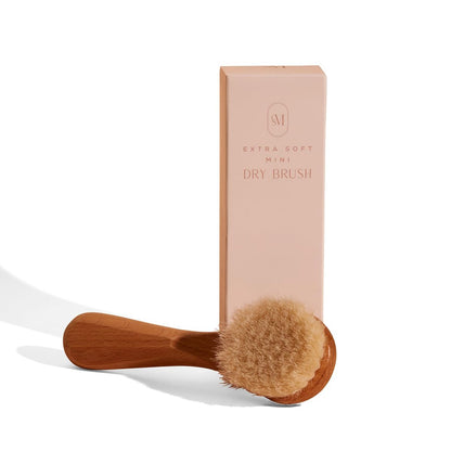CSM Lymphatic Contour Face Brush - Extra Soft Goat Hair Bristles for Facial Lymphatic Drainage, Sensitive Skin, Mini Dry Brush (Brown) Avelisse