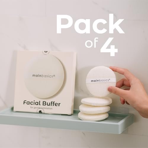 MainBasics Face Scrubber Exfoliator Pads (4-Pack) - Exfoliating Facial Cleansing Buffing Sponge - görsel 12