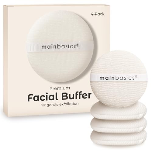 MainBasics Face Scrubber Exfoliator Pads (4-Pack) - Exfoliating Facial Cleansing Buffing Sponge - görsel 2