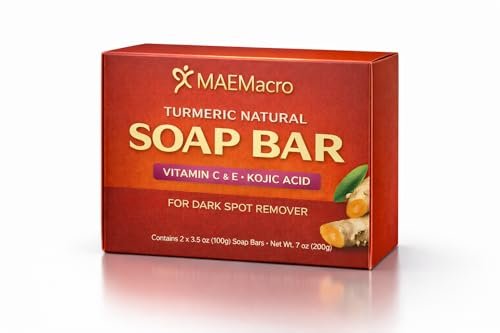 MAEMacro Turmeric & Kojic Acid Soap Bar with Vitamin C, Retinol, Collagen, Hyaluronic Acid, and Vitamin E – Dark Spot Corrector & Skin Tone Enhancer (2 Bars) - görsel 2