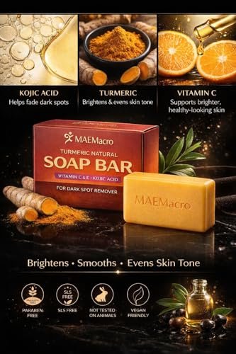 MAEMacro Turmeric & Kojic Acid Soap Bar with Vitamin C, Retinol, Collagen, Hyaluronic Acid, and Vitamin E – Dark Spot Corrector & Skin Tone Enhancer (2 Bars) - görsel 6