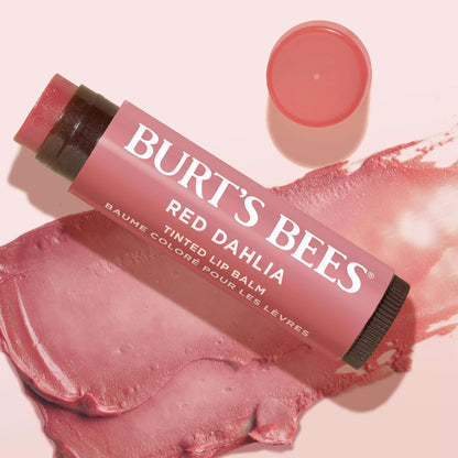Burt's Bees Lip Tint Balm, Red Dahlia - Long Lasting 2 in 1 Tinted Lip Balm with Shea Butter for Natural Buildable Color