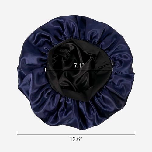 Red by Kiss Men's Silky Satin Hair Bonnet – Black/Reversible, Soft Anti-Frizz Fabric, No-Slip Wide Band, All Hair Types, Daily Wear - görsel 6