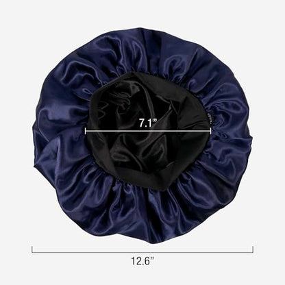 Red by Kiss Men's Silky Satin Hair Bonnet – Black/Reversible, Soft Anti-Frizz Fabric, No-Slip Wide Band, All Hair Types, Daily Wear
