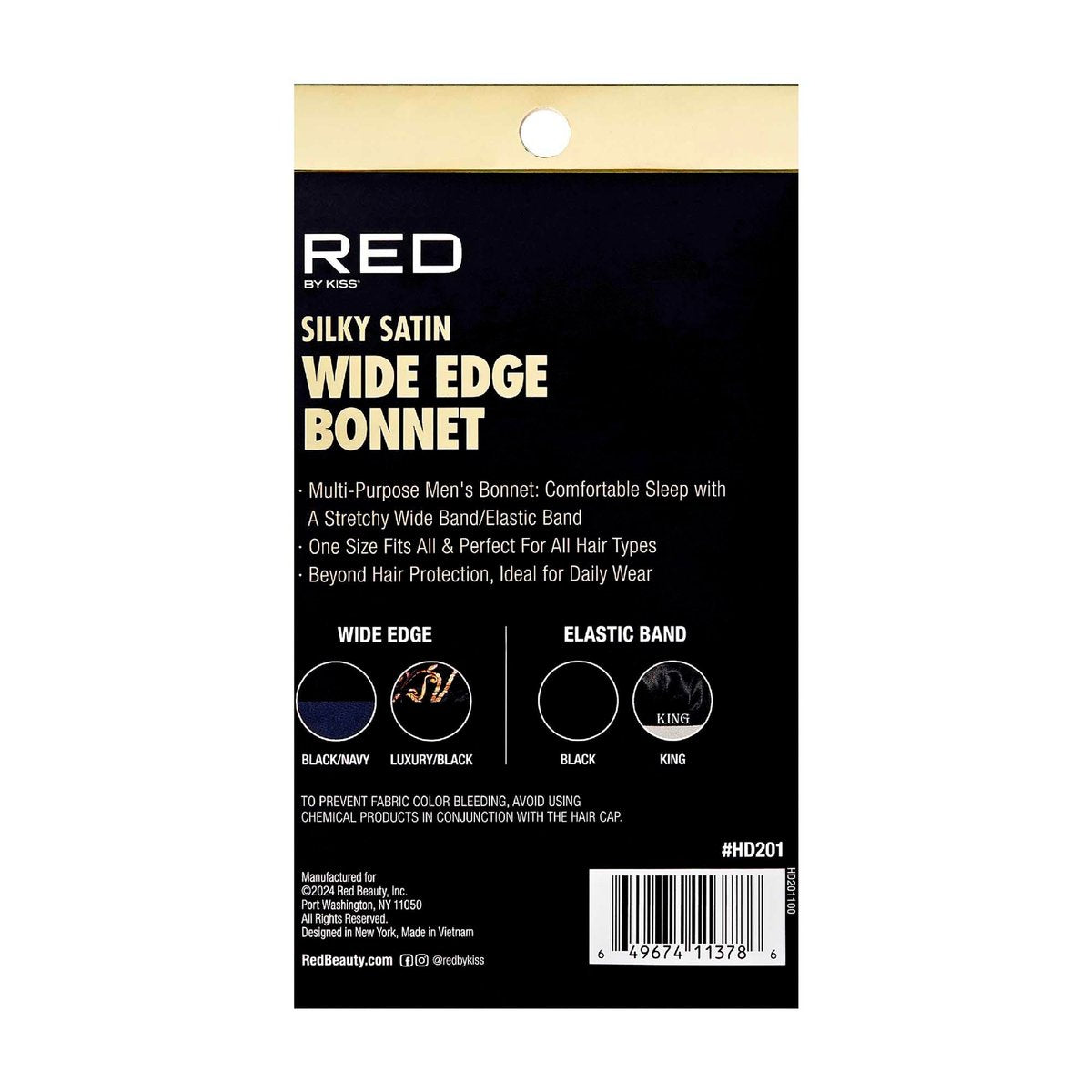 Red by Kiss Men's Silky Satin Hair Bonnet – Black/Reversible, Soft Anti-Frizz Fabric, No-Slip Wide Band, All Hair Types, Daily Wear - görsel 9