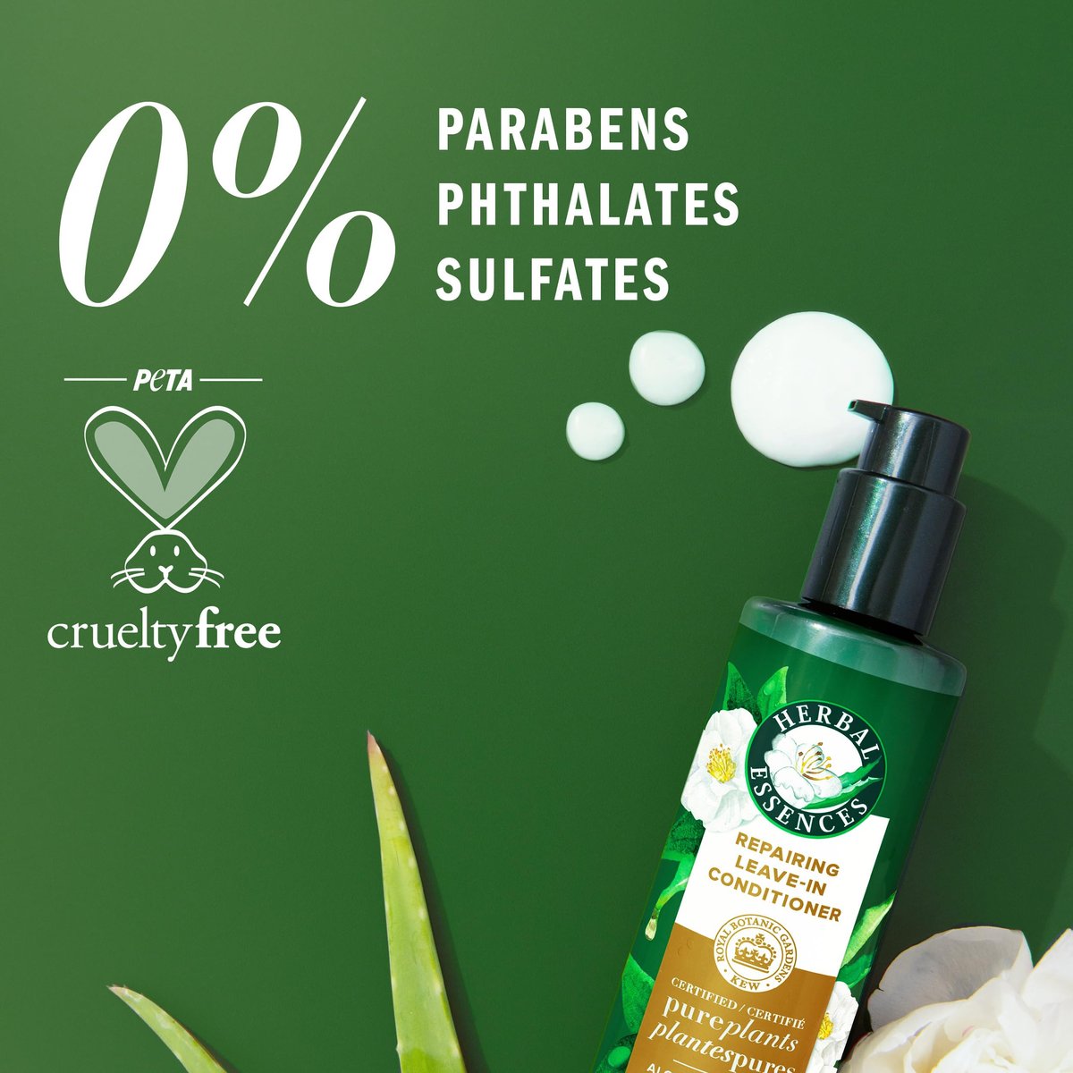 Herbal Essences Repairing Leave-in Conditioner with Aloe and Camellia Flower Oil, 7.6 fl oz - görsel 5