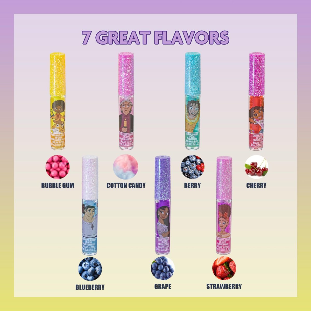 Townley Girl Encanto 7-Piece Kids Lip Gloss Set - Vegan Makeup for Ages 3+ - görsel 3