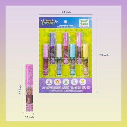 Townley Girl Encanto 7-Piece Kids Lip Gloss Set - Vegan Makeup for Ages 3+