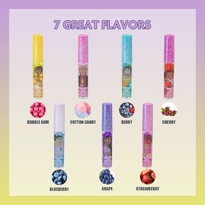 Townley Girl Encanto 7-Piece Kids Lip Gloss Set - Vegan Makeup for Ages 3+
