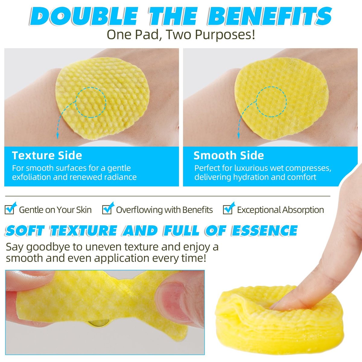 Kojic Acid and Turmeric Cleansing Pads for Face - 60 Pcs, Exfoliating & Balancing Skin Oil & Water - görsel 11