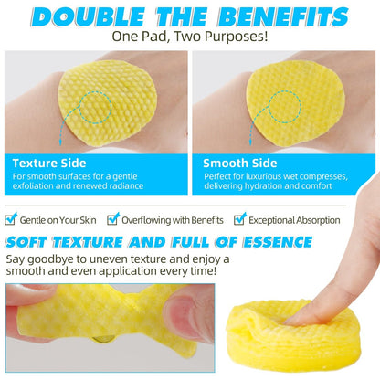 Kojic Acid and Turmeric Cleansing Pads for Face - 60 Pcs, Exfoliating & Balancing Skin Oil & Water