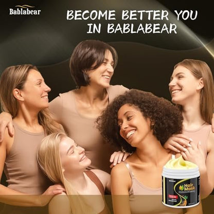 Bablabear Hair Mask for Damaged Hair - Deep Conditioner for Color Treated, Dry, Frizzy, Curly Hair - Moisturizing & Shine-Enhancing Hair Treatment - 500ml