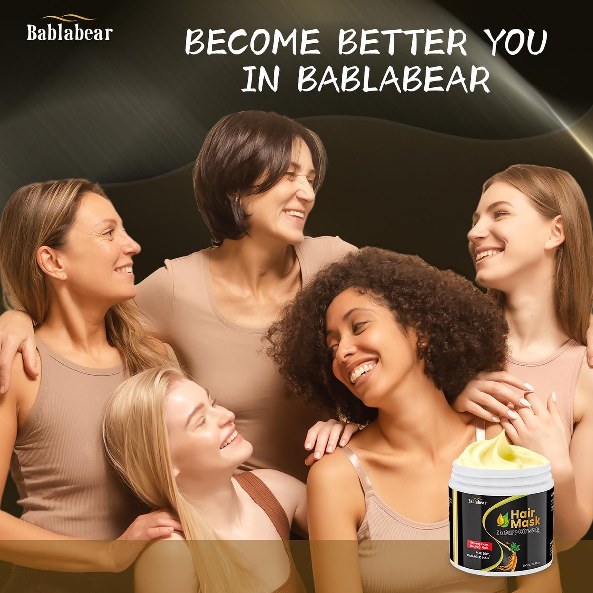 Bablabear Hair Mask for Damaged Hair - Deep Conditioner for Color Treated, Dry, Frizzy, Curly Hair - Moisturizing & Shine-Enhancing Hair Treatment - 500ml - görsel 11