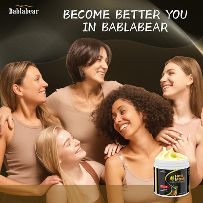 Bablabear Hair Mask for Damaged Hair - Deep Conditioner for Color Treated, Dry, Frizzy, Curly Hair - Moisturizing & Shine-Enhancing Hair Treatment - 500ml