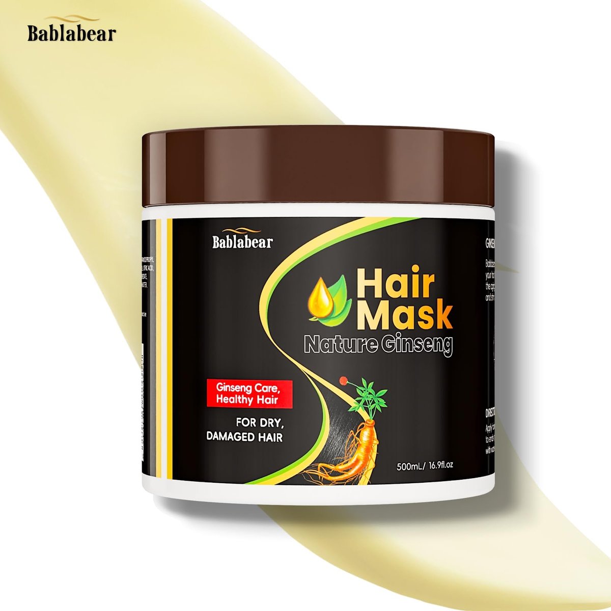 Bablabear Hair Mask for Damaged Hair - Deep Conditioner for Color Treated, Dry, Frizzy, Curly Hair - Moisturizing & Shine-Enhancing Hair Treatment - 500ml - görsel 13