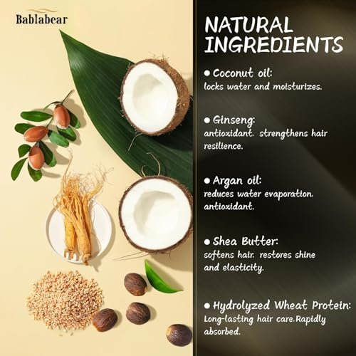 Bablabear Hair Mask for Damaged Hair - Deep Conditioner for Color Treated, Dry, Frizzy, Curly Hair - Moisturizing & Shine-Enhancing Hair Treatment - 500ml - görsel 6