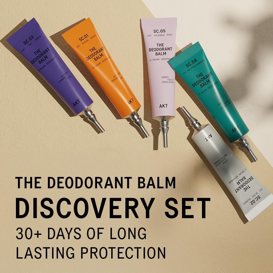 AKT Mini Deodorant Balms Discovery Set - 5 Natural Cream Deodorants for Men and Women, Aluminum-Free, Plastic-Free, Award-Winning Avelisse