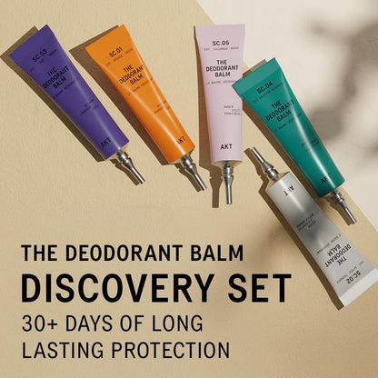 AKT Mini Deodorant Balms Discovery Set - 5 Natural Cream Deodorants for Men and Women, Aluminum-Free, Plastic-Free, Award-Winning Avelisse