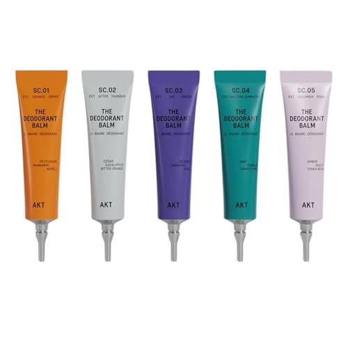AKT Mini Deodorant Balms Discovery Set - 5 Natural Cream Deodorants for Men and Women, Aluminum-Free, Plastic-Free, Award-Winning Avelisse