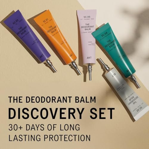 AKT Mini Deodorant Balms Discovery Set - 5 Natural Cream Deodorants for Men and Women, Aluminum-Free, Plastic-Free, Award-Winning Avelisse
