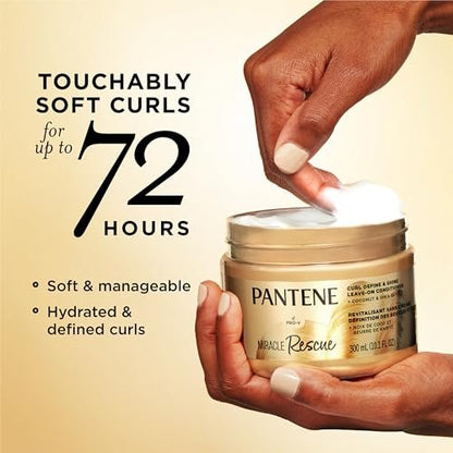 Pantene Miracle Rescue Curl Define & Shine Leave-On Conditioner, 10.1 fl oz – Hydrating & Frizz Control for Curly Hair Avelisse