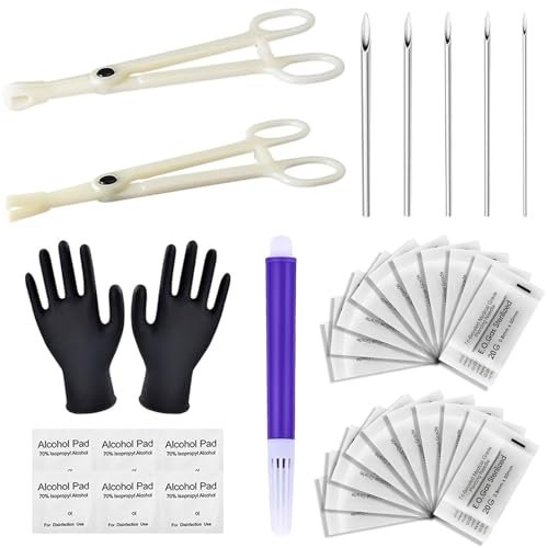judero Piercing Kit 36-Piece - Professional Piercing Clamps, Forceps & Clean Tools for Ear, Nose & Body (12G-20G) - görsel 2