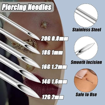 judero Piercing Kit 36-Piece - Professional Piercing Clamps, Forceps & Clean Tools for Ear, Nose & Body (12G-20G)