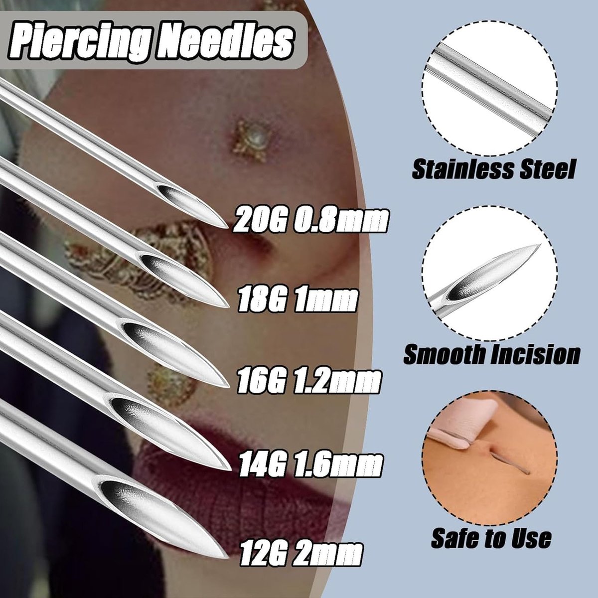 judero Piercing Kit 36-Piece - Professional Piercing Clamps, Forceps & Clean Tools for Ear, Nose & Body (12G-20G) - görsel 5