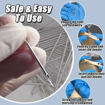 judero Piercing Kit 36-Piece - Professional Piercing Clamps, Forceps & Clean Tools for Ear, Nose & Body (12G-20G)