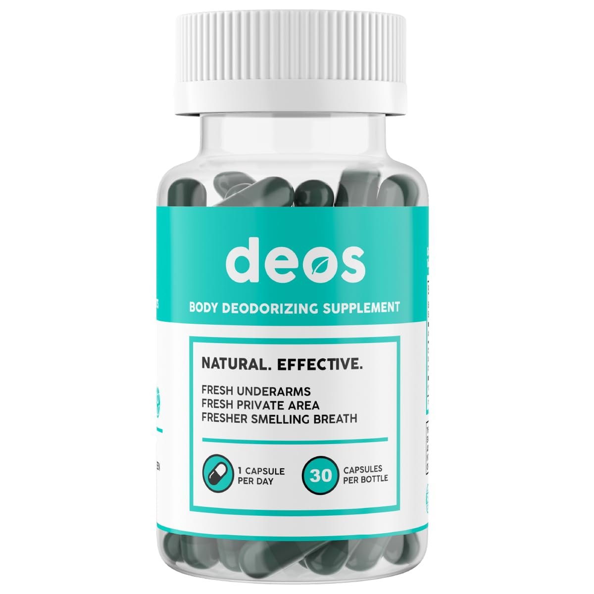 DEOS Internal Deodorant Supplement – Full Body Deodorizer for Gut Health, Skin Health, Detox & Digestion Support – Natural Odor Control Chlorophyll Pills | 30 Capsules Avelisse