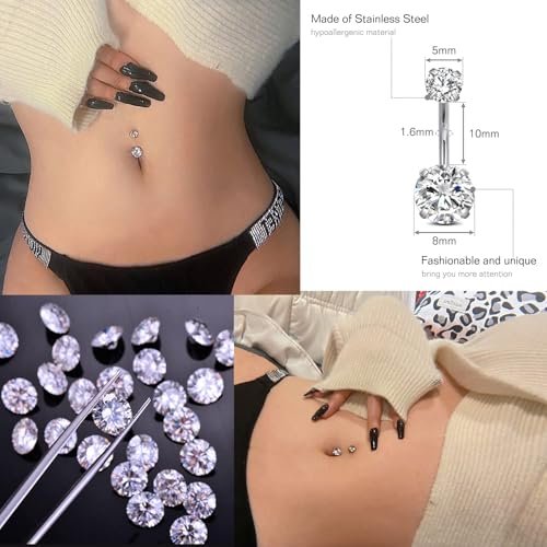 judero Belly Piercing Kit 16-Piece: Complete Belly Button Piercing Supplies with 14G Rings, Clamp, and Sterile Tools Avelisse