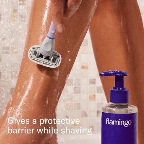 Flamingo Women's 5-Blade Razor Shaving Set with Nourishing Shave Oil and Shower Holder - Lilac Avelisse
